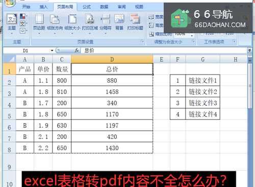 excel表格转pdf 内容不全